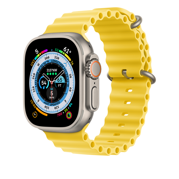 Picture of Apple Watch Ultra GPS + Cellular, 49mm Titanium Case with Yellow Ocean Band