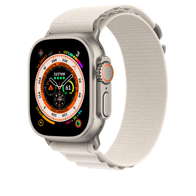 Picture of Apple Watch Ultra GPS + Cellular, 49mm Titanium Case with Starlight Alpine Loop - Small