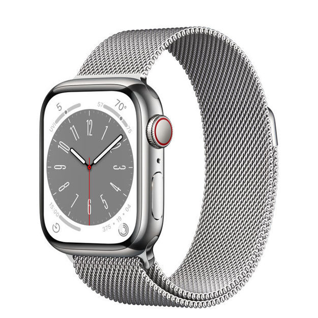 Picture of Apple Watch Series 8 GPS + Cellular 41mm Silver Stainless Steel Case with Silver Milanese Loop