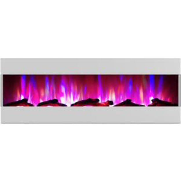 Picture of 60 In. Recessed Wall Mounted Electric Fireplace with Logs and LED Color Changing Display, White