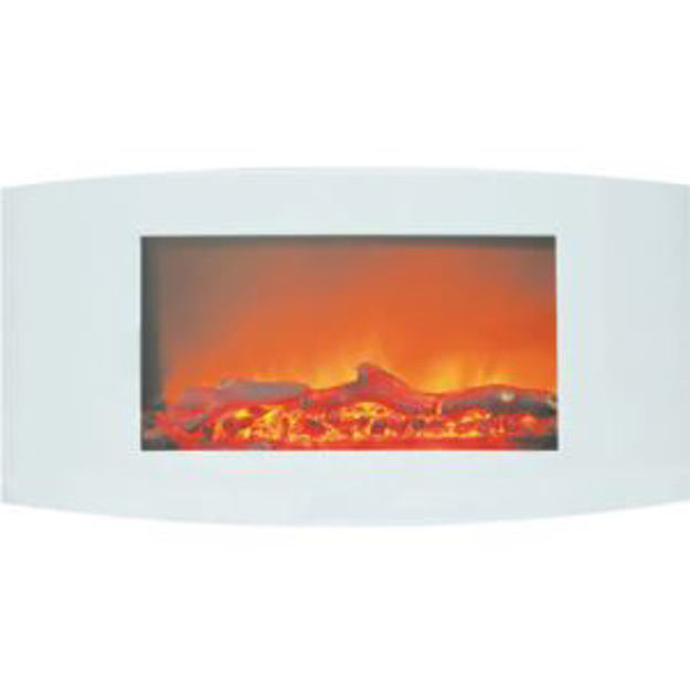Picture of Callisto 35 In. Wall-Mount Electric Fireplace with White Curved Panel and Realistic Log Display