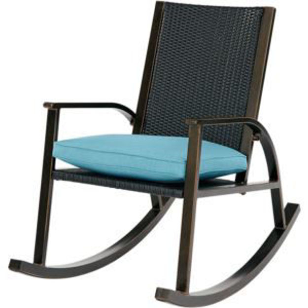 Picture of Traditions Aluminum Wicker Back Cushioned Rocking Chair in Blue