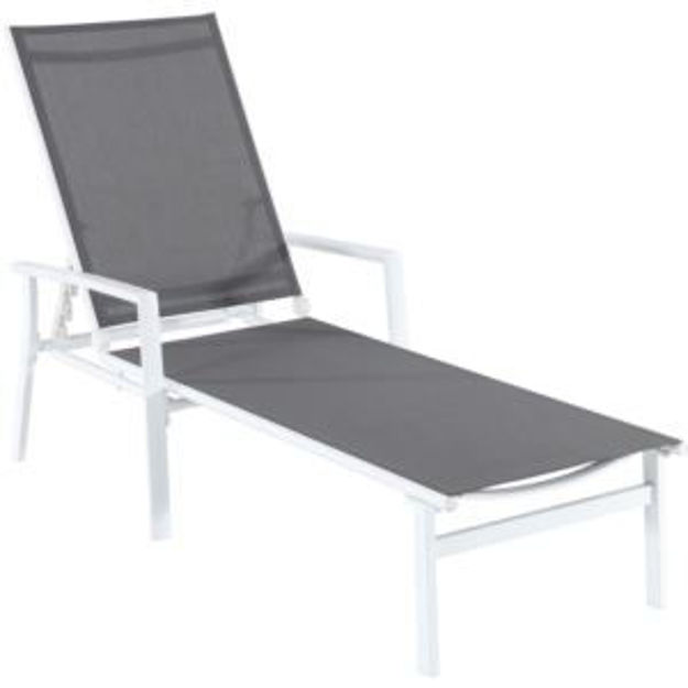 Picture of Naples Adjustable Sling Chaise in Gray Sling and White Frame