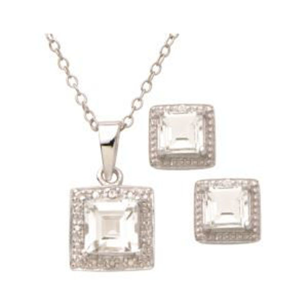 Picture of Diamond & White Topaz Earring/Necklace Set
