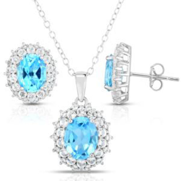 Picture of Blue & White Topaz Earrings & Necklace