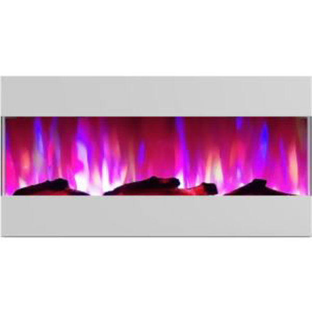 Picture of 42 In. Recessed Wall Mounted Electric Fireplace with Logs and LED Color Changing Display, White
