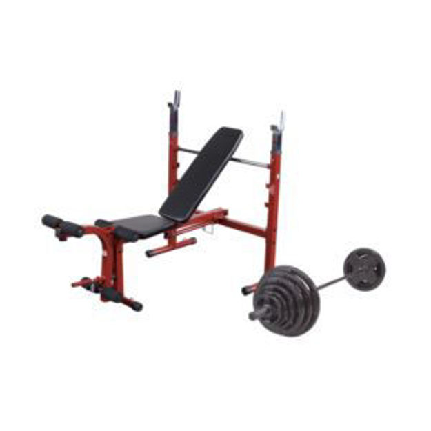 Picture of Best Fitness Folding Olympic Bench with 300 lb Olympic Weight Set