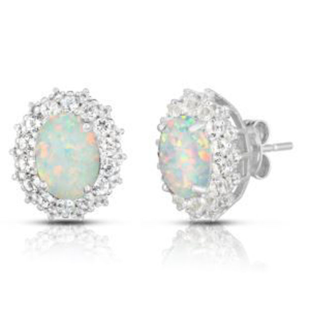 Picture of Oval Opal & White Topaz Earrings