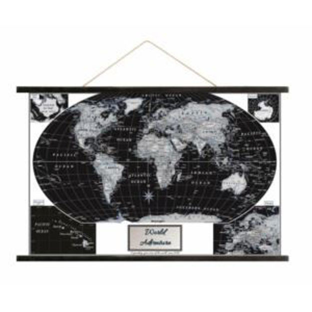 Picture of Black Ocean World Map on Canvas
