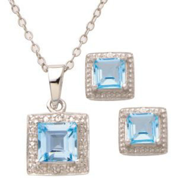 Picture of Diamond and Blue Topaz Necklace & Earring Set
