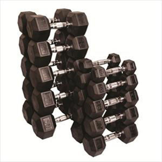 Picture of Rubber Dumbbell Set, 5-50 lb