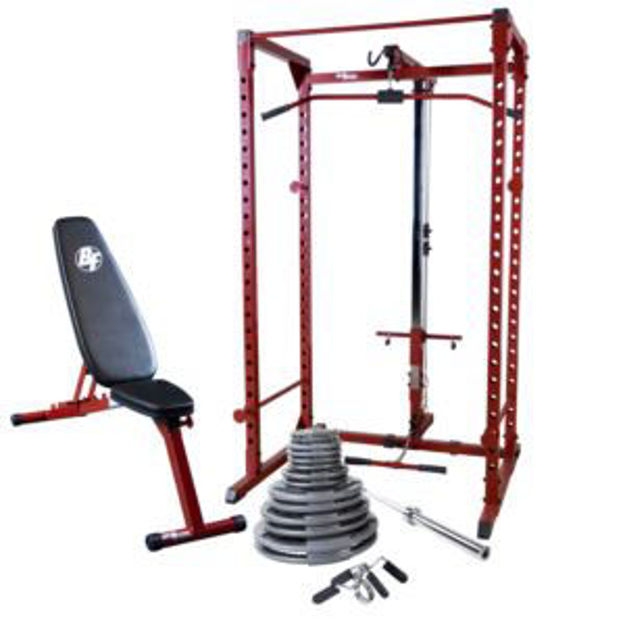 Picture of Best Fitness Power Rack w/Lat, Bench and Weight Set