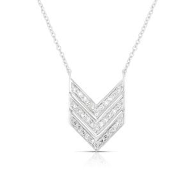 Picture of Diamond Sterling Silver Triple V Necklace