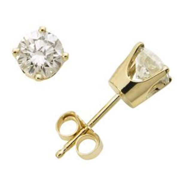 Picture of 14k Yellow Gold Diamond Solitaire Earrings .33twt