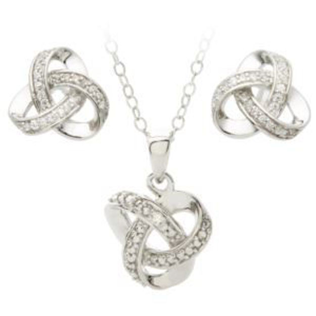 Picture of Diamond Love Knot Earring & Necklace Set