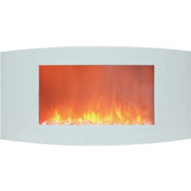 Picture of 35-In. Callisto Curved Wall Mount Electric Fireplace with Crystal Display, Timer, and Remote, White