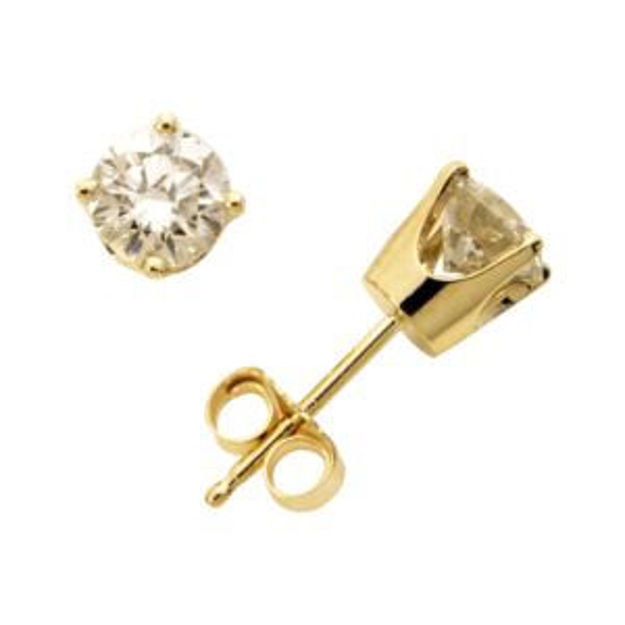 Picture of 14k Yellow Gold Diamond Solitaire Earrings .10twt