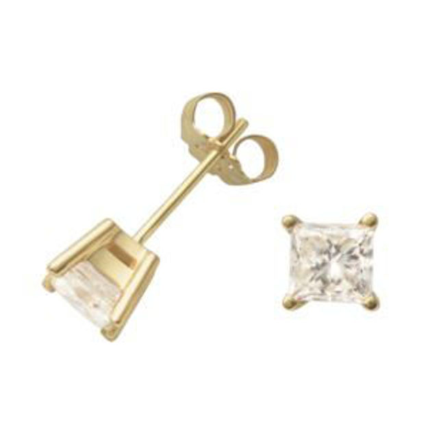 Picture of 14k Yellow Gold .50twt Princess Cut Diamond Earrings