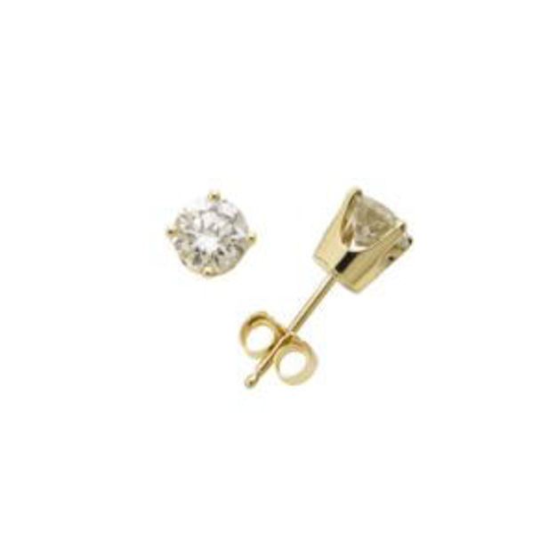 Picture of 14k Yellow Gold Diamond Solitaire Earrings .50twt