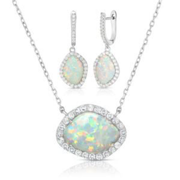 Picture of Deco Opal & White Sapphire Earrings & Necklace Set