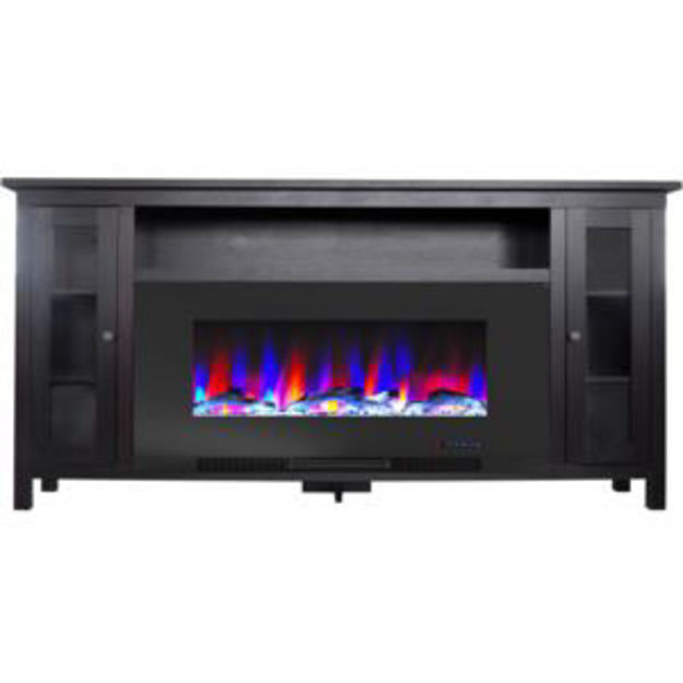 Picture of Somerset 70-In. Fireplace TV Stand in Coffee and 42-In. Color-Changing LED Electric Heater Insert in