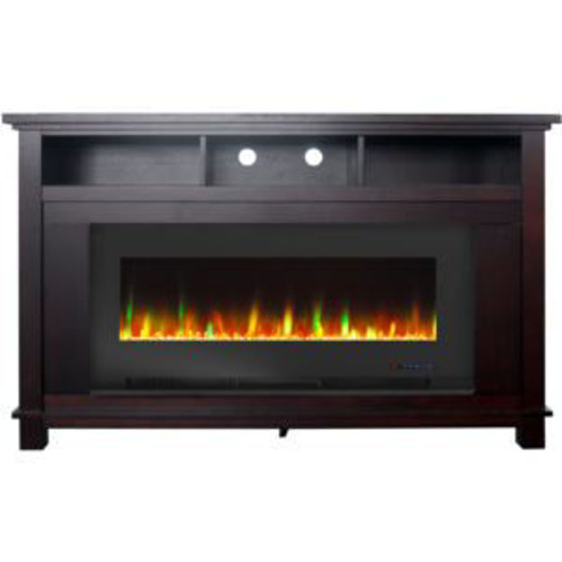 Picture of San Jose 58-In. Fireplace TV Stand in Mahogany and 50-In. Color-Changing LED Electric Heater Insert