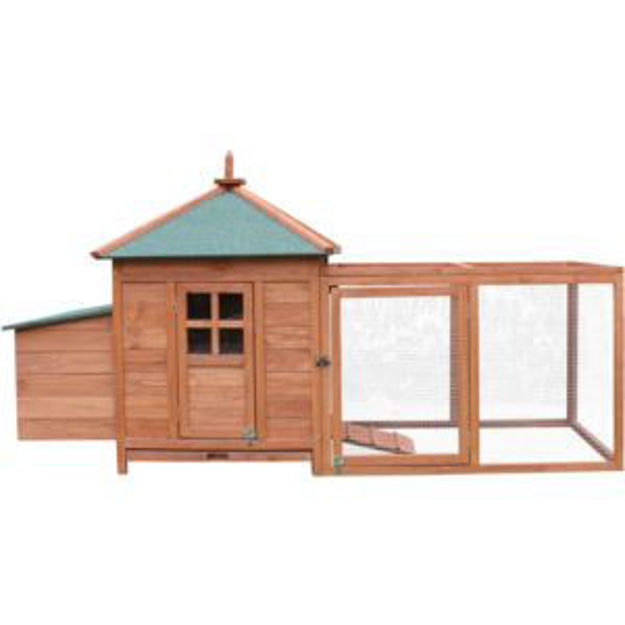 Picture of Outdoor Wooden Chicken Coop with Ramp, Nesting Box, Wire Mesh Run, Waterproof Roof, 6.4 Ft. x 2.4 Ft