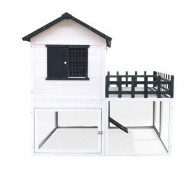 Picture of Elevated Wooden Chicken Coop with Ramp, Planting Area, Wire Mesh Run, Waterproof Roof, 4.25 Ft. x 4