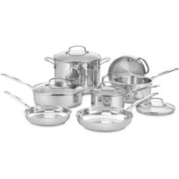 Picture of Chef's Classic Stainless 11-Piece Cookware Set with Tempered-Glass Flavor Lock Lids