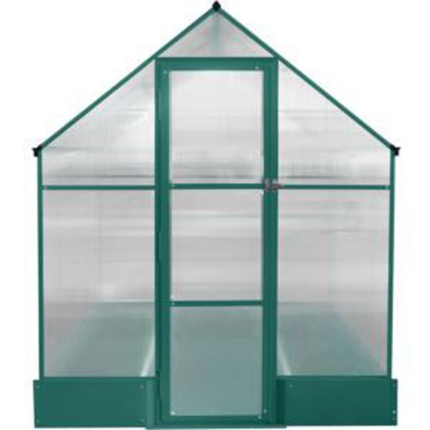 Picture of 8-Ft. x 6-Ft. Polycarbonate Walk-In Greenhouse w/ Planter Beds, Galvanized Steel Base, Aluminum Fram