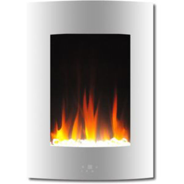 Picture of 27-In. Tall Vertical Wall Mount Electric Fireplace Heater with Curved Bevel, Colorful Flames, and Cr