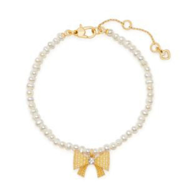 Picture of Wrapped In A Bow Pearl Charm Bracelet - Clear/Gold