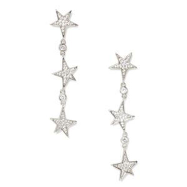 Picture of You're A Star Linear Earrings - Clear/Silver