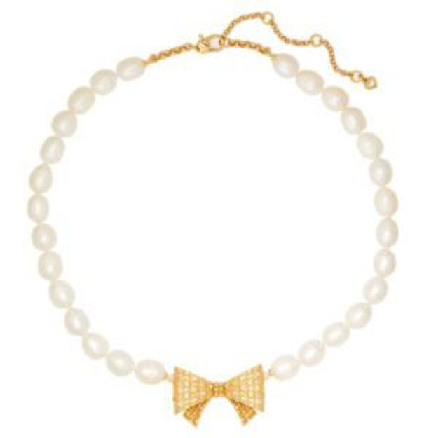 Picture of Wrapped In A Bow Pearl Necklace - Cream Multi/Gold