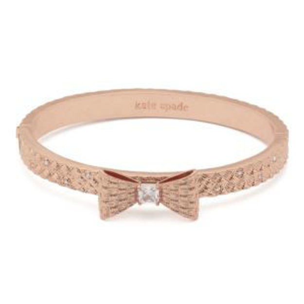 Picture of Wrapped In A Bow Hinged Bangle - Clear/Rose Gold