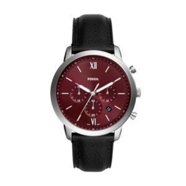 Picture of Men's Neutra Chronograph Black Leather Strap Watch Burgundy Dial