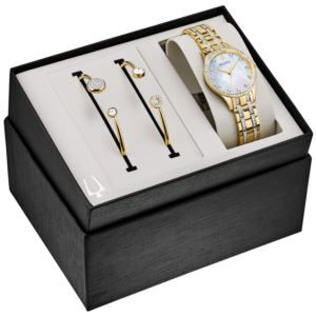 Picture of Ladies Boxed Gold Crystal Watch & Bangle Set