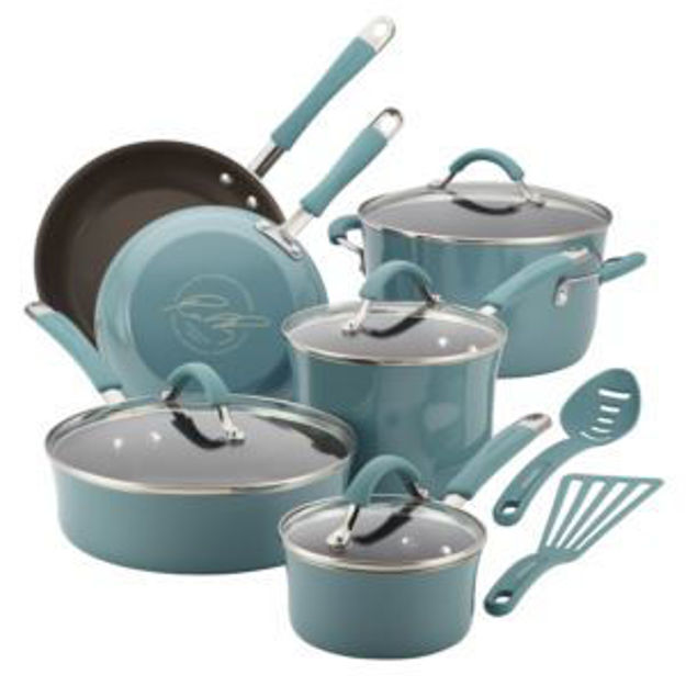 Picture of Cucina 12pc Hard Enamel Nonstick Cookware Agave Blue