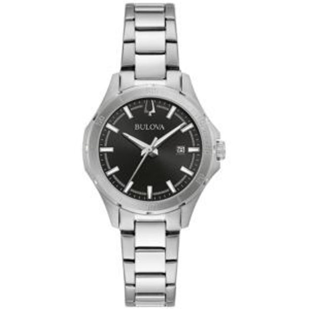 Picture of Ladies Corporate Collection Silver-Tone Stainless Steel Watch Black Dial