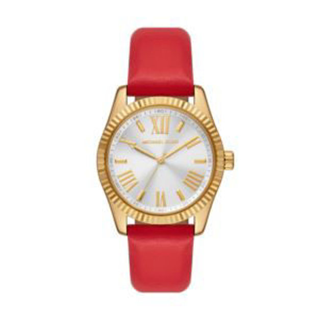 Picture of Ladies' Lexington Gold & Red Leather Strap Watch Silver White Dial