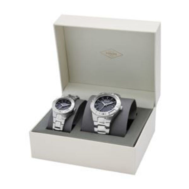 Picture of His and Hers Silver-Tone Stainless Steel Watch Gift Set