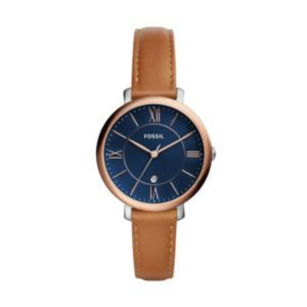 Picture of Ladies Jacqueline Brown Leather Stap Watch Blue Dial