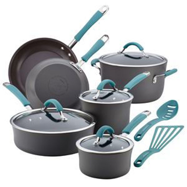 Picture of 12pc Cucina Hard-Anodized Cookware Set Agave Blue