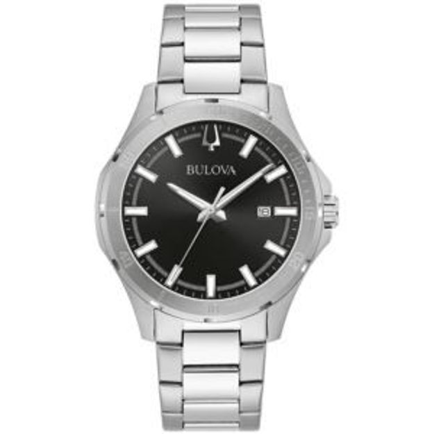 Picture of Mens Corporate Collection Silver-Tone Stainless Steel Watch Black Dial