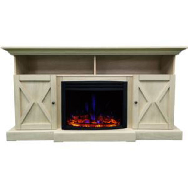 Picture of Summit 62-In. Farmhouse Fireplace TV Stand with Doors in Sandstone and 1500W Electric Heater Insert