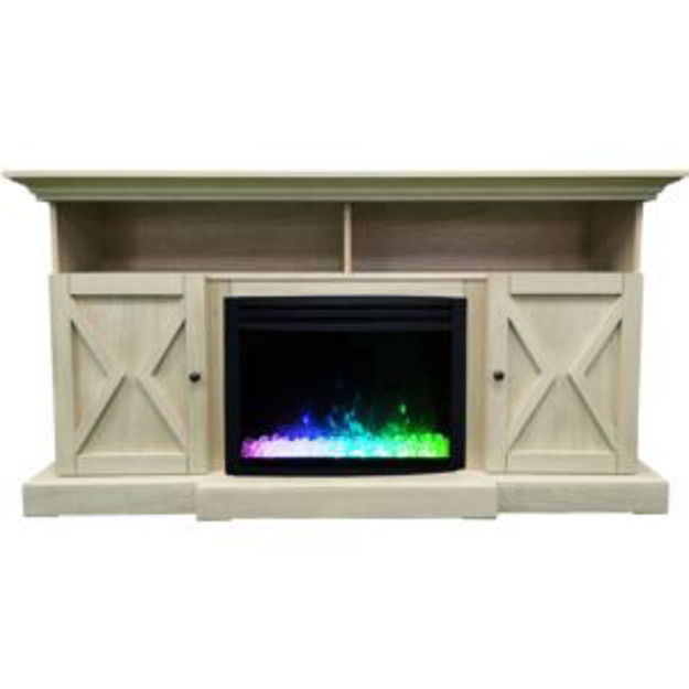 Picture of Summit 62-In. Farmhouse Fireplace TV Stand with Doors in Sandstone and 1500W Electric Heater Insert