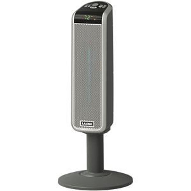 Picture of Space-Saving Ceramic Pedestal Heater with Front-Facing Display and Digital Remote Control