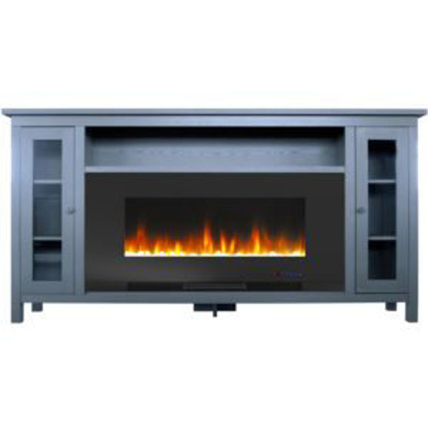 Picture of Somerset 70-In. Fireplace TV Stand in Slate Blue and 42-In. Color-Changing LED Electric Heater Inser