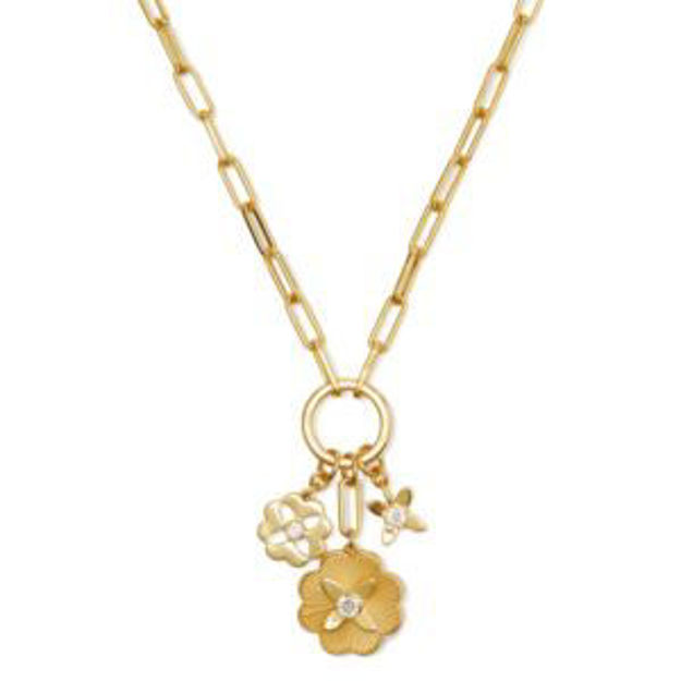 Picture of Heritage Bloom Charm Necklace - Clear/Gold