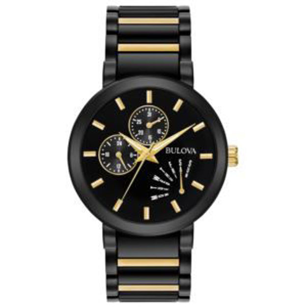 Picture of Mens Classic Black Ion-Plated Stainless Steel Watch Black/Gold Dial